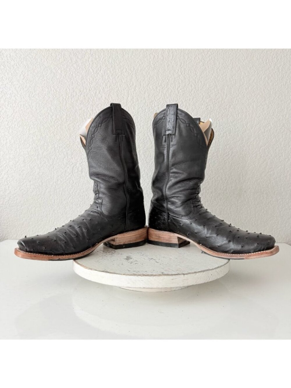 Rod Patrick Cowboy Boots Black Full Quill Ostrich Western Blunt Toe Womens 11 - Picture 8 of 12